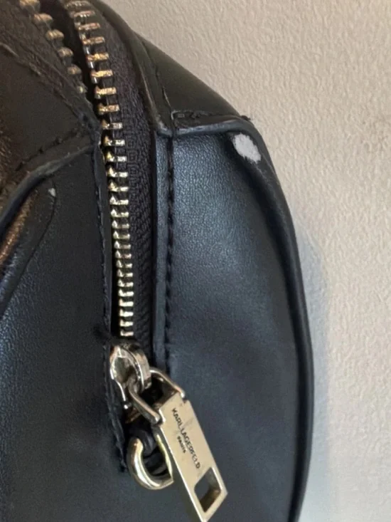 Karl Lagerfeld Black Leather Top-Handle Satchel with Gold Hardware - Picture 6 of 8